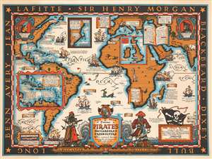 1938 Harbold Pictorial Map of the World and its Pirates