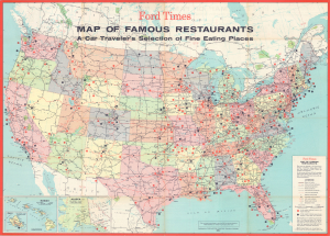 1964 General Drafting Map of the United States' Highway / Restaurant Network
