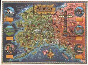 1959 Rude Pictorial Map of Alaska