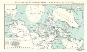 1926 Rasmussen Map of the Arctic and the Fifth Thule Expedition