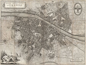 1847 Molini Pocket Map of Florence (Frienze), Italy