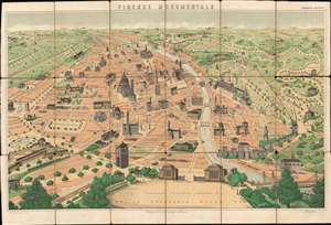1900 Tarchi and Pineider Pictorial City Map or Plan of Florence, Italy