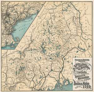 1899 'Boston and Maine Railroad Map' of Maine and New Hampshire Hunting