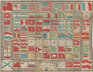 1837 Barnes Broadside Chart of the World's Flags (including Republic of Texas)