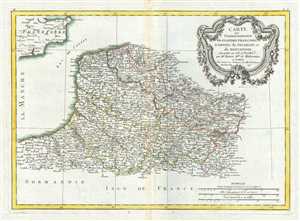 1771 Bonne Map of Picardy, Artois and French Flanders, France