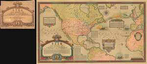 1928 Clegg Pictorial Map of the World Tracing the Flights of Charles Lindbergh