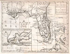 1763 Gibson Map of East and West Florida