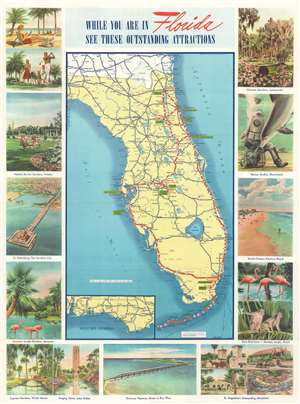 1941 American Automobile Association Pictorial Road Map of Florida