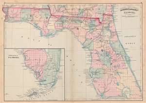 1872 Asher and Adams Map of Florida