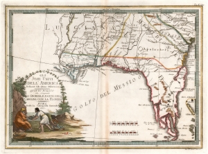 1797 Cassini Map of Florida, Georgia, and Louisiana