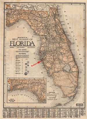 1922 Clason Map of Florida promoting Bradenton