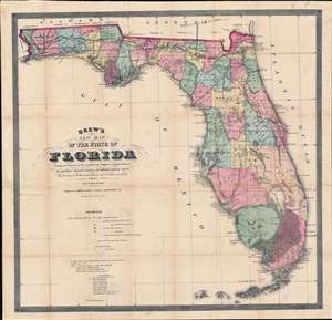 1867 First Edition Drew Map of Florida - Deposit 10K Due