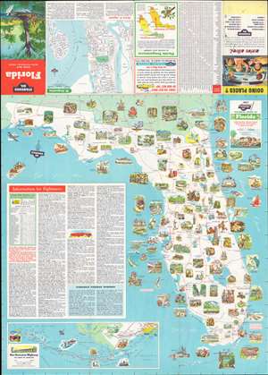 1956 General Drafting Pictorial Map of Florida