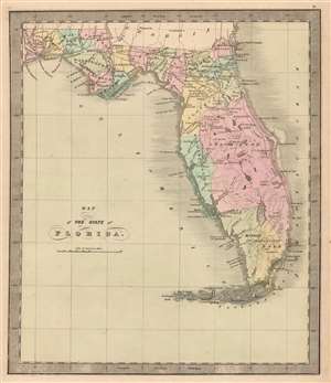 1842 Greenleaf Map of Florida w/ Leigh Read County