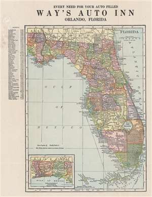 1915 Hammond Pocket Map of Florida