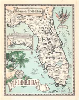 1953 Karl Smith Pictorial Map of Florida
