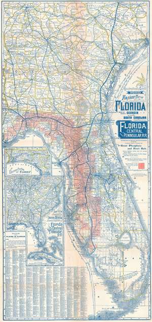 1893 Matthews Northrup Central and Peninsular Railroad Map of Florida
