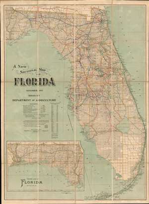 1917 Matthews Northrup Sectional Map of Florida