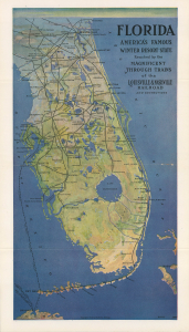 1915 Poole Brothers Map of Florida Railways, Louisville and Nashville Network