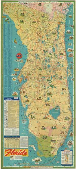 1950s Rand McNally Pictorial Road Map of Florida