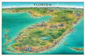 2001 Unique Media Pictorial Map of Florida