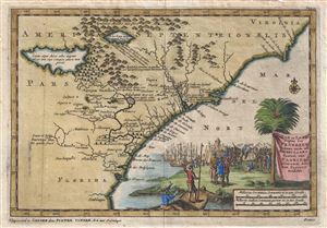 1707 Van der Aa Map of Carolina, Florida, and Virginia