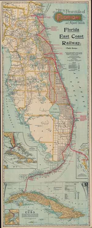 1914 Florida East Coast Railway Railroad Map of Florida