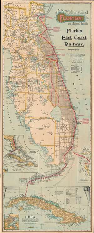 1914 Florida East Coast Railway Railroad Map of Florida