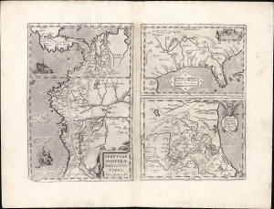 1584/ 1610 Ortelius Map of Florida, Peru, Colombia and the Gulf Coast of Mexico