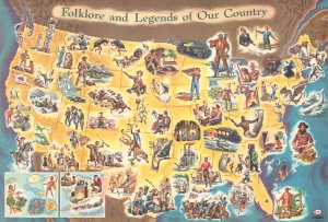1960 Soltesz Pictorial Map of American Folklore and Legends