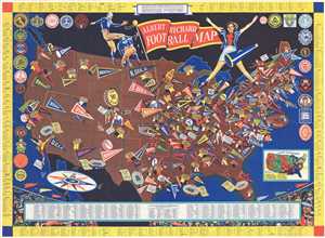 1940 Albert Richard Pictorial Map of the United States College Football Teams