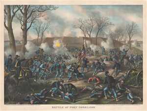 1887 Kurz and Allison View of the American Civil War Battle of Fort Donelson