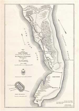1865 Schultze Map of Fort Fisher at Pleasure Island, North Carolina