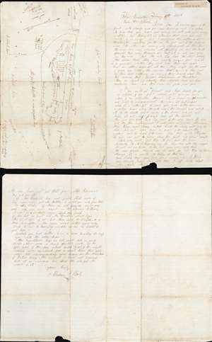1865 Slack Manuscript Map of Fort Powhatan / Pocahontas, Virginia (Civil War)
