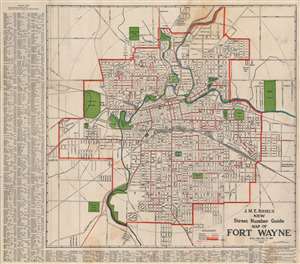1922 Riedel Map of Fort Wayne, Indiana