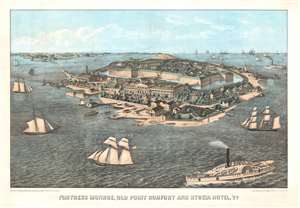 1861 Sachse Bird's-Eye View Map of Fort Monroe, Virginia