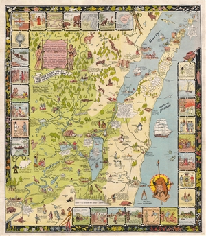 1931 Behncke Pictorial Map of the Fox River Valley and Green Bay, Wisconsin