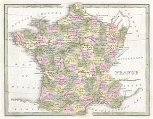 1835 Bradford Map of France