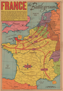 1944 Sundberg Map of France after the D-Day Landings