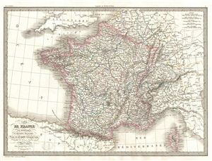 1829 Lapie Map of France in Military Departments and Divisions