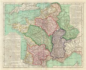1770 Buache de Neuville Physical Map of France