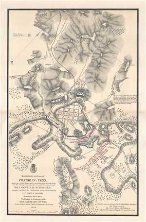 1874 Merrill Map of the Battle of Franklin during the American Civil War