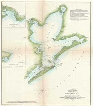 1851 U.S. Coast Survey Chart or Map of Galveston Bay, Texas