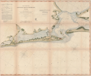 1870 U.S. Coast Survey Map of Galveston Bay, Texas