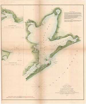 1851 U.S. Coast Survey Chart or Map of Galveston Bay, Texas