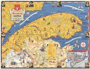 1949 Turner Pictorial Map of the Gaspé Peninsula (Gaspésie), Canada