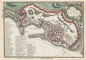 1800 Stockdale Map or Plan of the City of Genoa, Italy