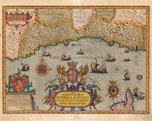 1608 Ortelius / Vrients Map of the Republic of Genoa, Italy
