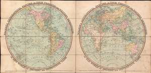 1816 Darton Geographical Game Map of the World in Two Hemispheres