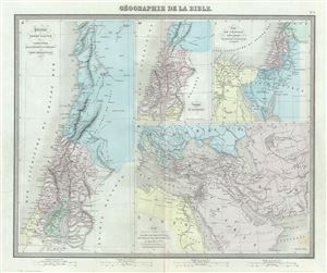 1874 Tardieu Map of Israel, Palestine or the Holy Land and the Geography of the Bible